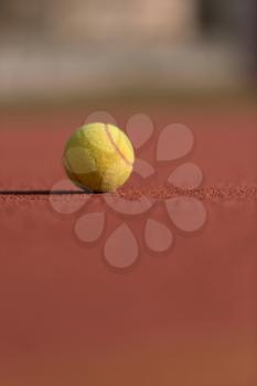 Tennis Ball on the Court Close up