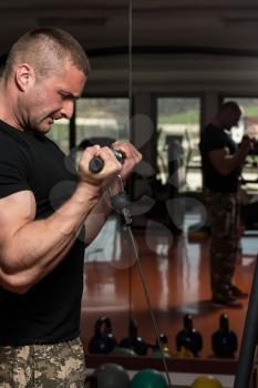 Young Bodybuilder Doing Heavy Weight Exercise For Biceps