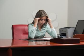 Young And Beautiful Businesswoman Tired From Work In The Office - Business Woman Working Online