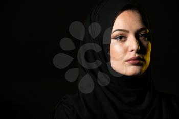 Pretty Young Caucasian Muslim Woman Posses Beautiful In Action