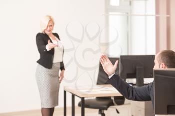 Young Business Man And Woman Work In Modern Office On Computer - Coworker is Yelling on Partner