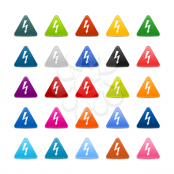 Royalty Free Clipart Image of Triangular Lightning Bolt Icons