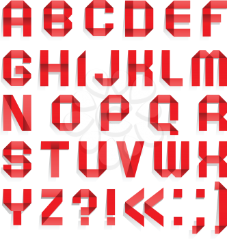 Alphabet folded of colored paper - Red letters