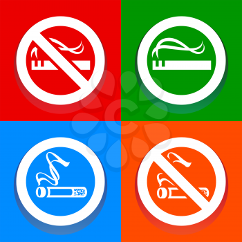Stickers multicolored. No smoking area labels