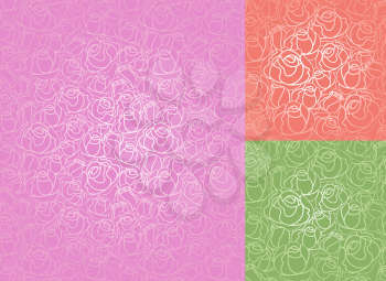 Seamless roses pattern. Set-wallpaper