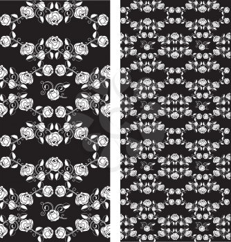 Set of seamless roses pattern, wallpaper vector