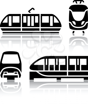 Set of transport icons - Monorail and Tram, vector illustration
