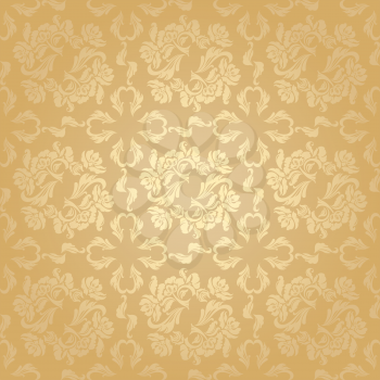 Seamless background flowers, floral - pattern. Gold