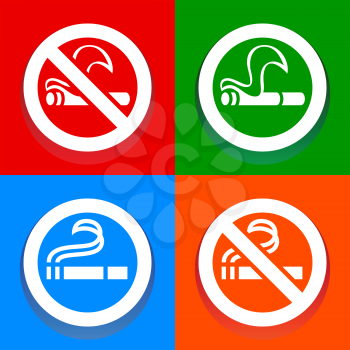No smoking and Smoking area - Multicolored stickers, vector illustration