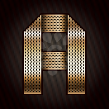 Letter metal gold ribbon - A, vector 10eps