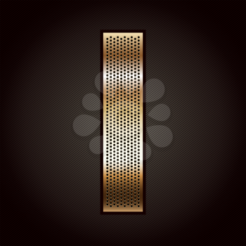 Letter metal gold ribbon - I, vector 10eps