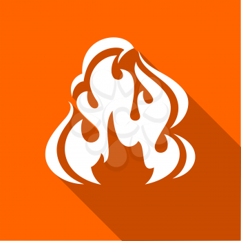 Fire flames, set icons with shadow on a square shape-03