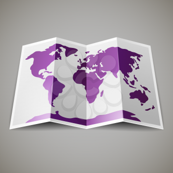 Violet map of the World, on gray blackground