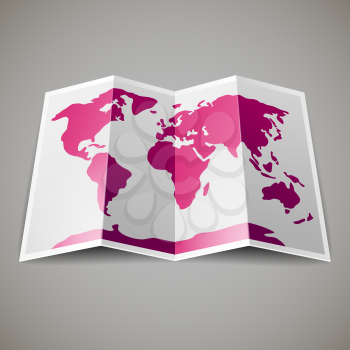 Pink map of the World, on gray blackground