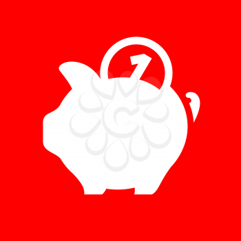 White piggy bank on a red square