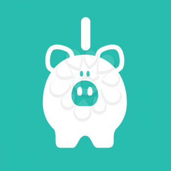 White piggy bank on a turquoise square