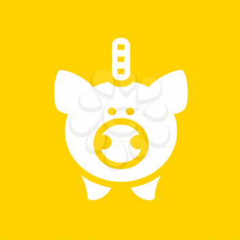 White piggy bank on a yellow square