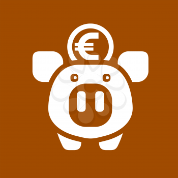 White piggy bank on a brown square