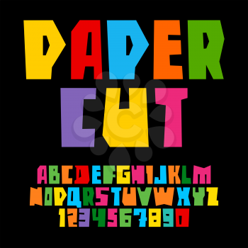 Colorful paper cut alphabet, cutout letters. Uppercase, vector illustration