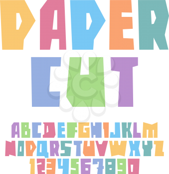 Font paper cut upper case, pastel colors