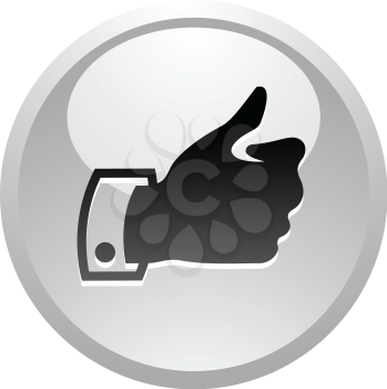 Like, icon on round gray button, vector illustration