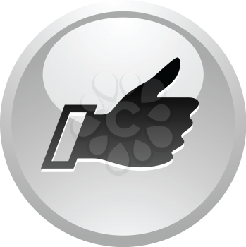 Like, icon on round gray button, vector illustration