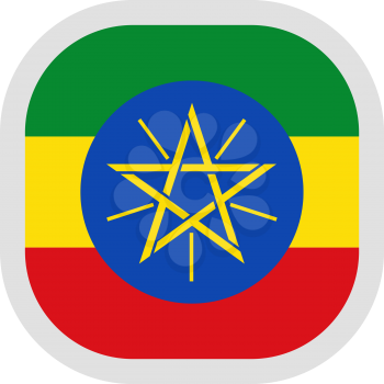Flag of Ethiopia. Rounded square icon on white background, vector illustration.