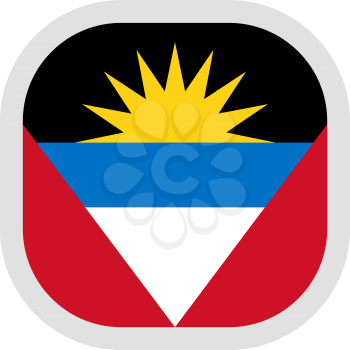 Flag of Antigua and Barbuda. Rounded square icon on white background, vector illustration.