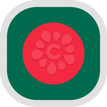 Flag of Bangladesh. Rounded square icon on white background, vector illustration.