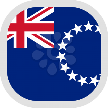 Flag of Cook Islands. Rounded square icon on white background, vector illustration.
