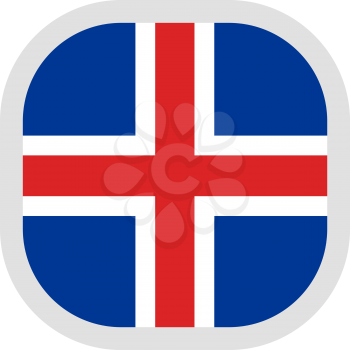 Flag of Iceland. Rounded square icon on white background, vector illustration.