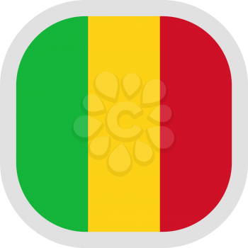 Flag of Mali. Rounded square icon on white background, vector illustration.