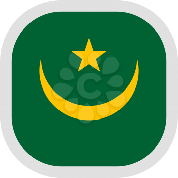 Flag of Mauritania until 2017. Rounded square icon on white background, vector illustration.