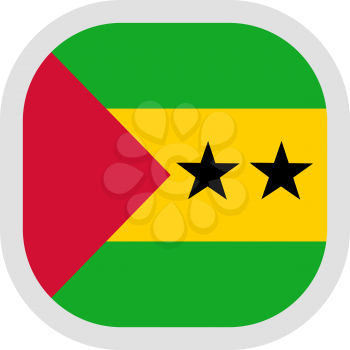 Flag of Sao Tome and Principe. Rounded square icon on white background, vector illustration.