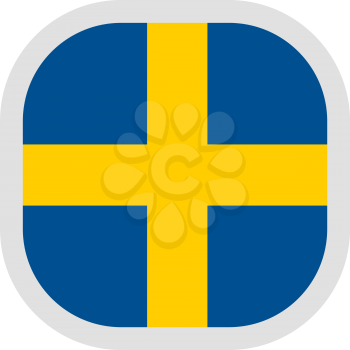 Flag of Sweden. Rounded square icon on white background, vector illustration.