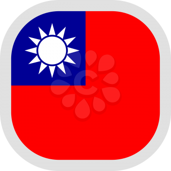 Flag of Taiwan. Rounded square icon on white background, vector illustration.