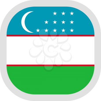 Flag of Uzbekistan. Rounded square icon on white background, vector illustration.