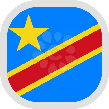 Flag of D. R. Congo .new. Rounded square icon on white background, vector illustration.