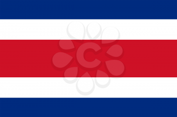 Flag of Costa rica. Rectangular shape icon on white background, vector illustration.