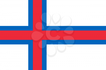Flag of Faroe Island. Rectangular shape icon on white background, vector illustration.