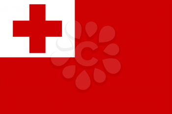 Flag of Tonga. Rectangular shape icon on white background, vector illustration.
