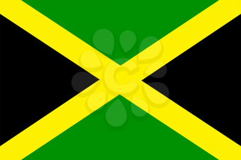 Flag of Jamaica. Rectangular shape icon on white background, vector illustration.
