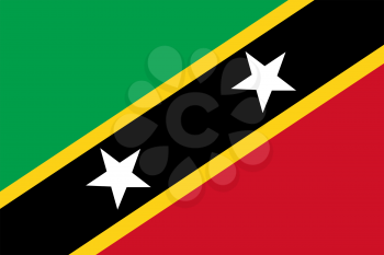 Flag of Saint Kitts. Rectangular shape icon on white background, vector illustration.