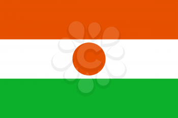 Flag of Niger. Rectangular shape icon on white background, vector illustration.
