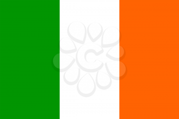 Flag of Ireland. Rectangular shape icon on white background, vector illustration.