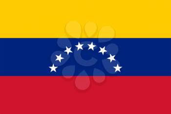 Flag of Venezuela. Rectangular shape icon on white background, vector illustration.
