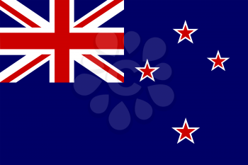 Flag of New Zealand. Rectangular shape icon on white background, vector illustration.