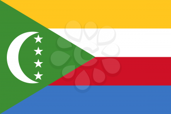 Flag of Comoros. Rectangular shape icon on white background, vector illustration.