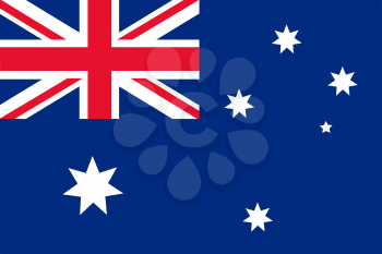 Flag of Australia. Rectangular shape icon on white background, vector illustration.