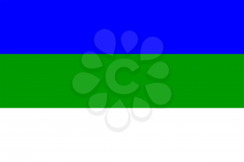 Flag of Komi Republic. Rectangular shape icon on white background, vector illustration.